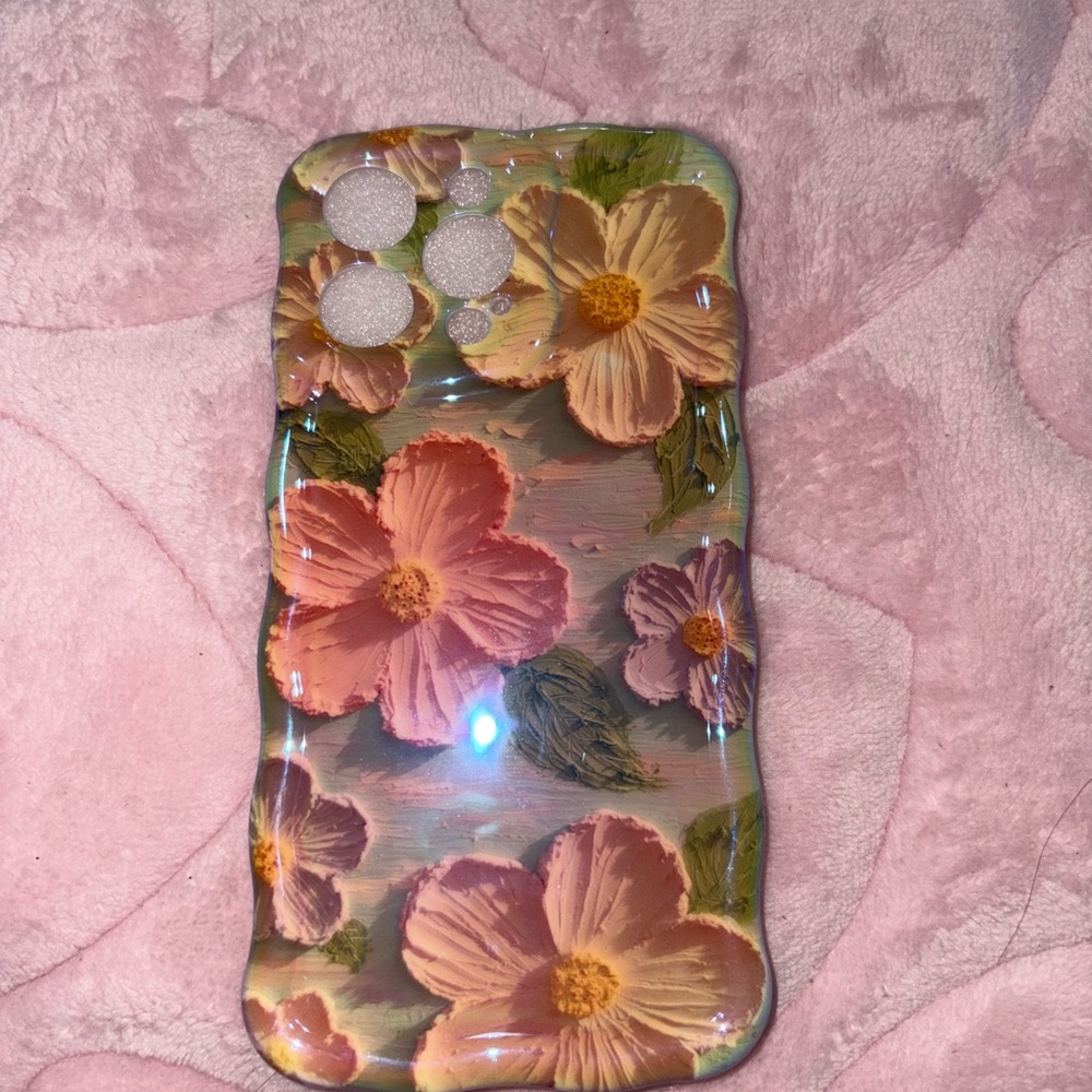 Floral💐 iPhone 14 Case - Pink and Green💚💖